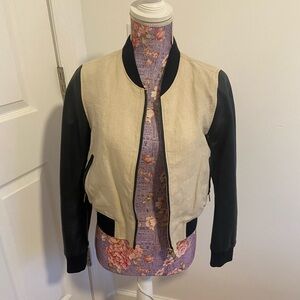 Club monaco genuine leather linen jacket XS
